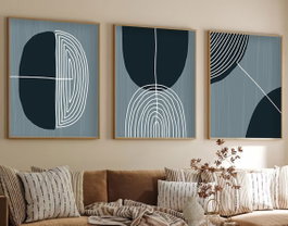 Wallity Huhu214 Cuadro Decorativo Enmarcado 50 x 70 cm (3 Piezas)